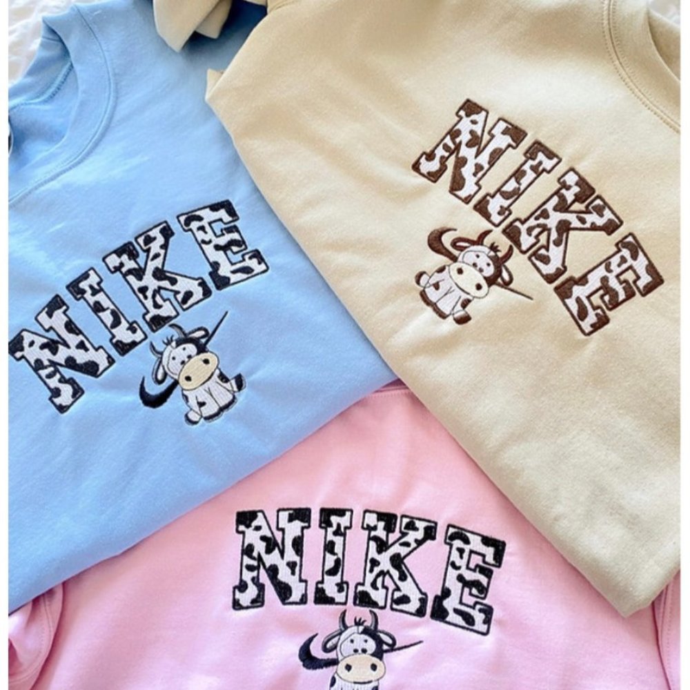 Cow Embroidered Sweatshirts